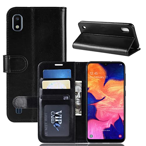 Flip Case for Samsung A10 Wallet PU Leather Magnetic Protective Cellphone Case for Samsung Galaxy A10 A105 A105M Folio Book Cover with Stand (Black)