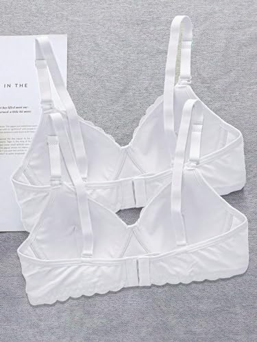 WDIRARA Girl's 2 Pieces Contrast Lace Scallop Trim Bow Bra Set Bralettes Set Underwear2