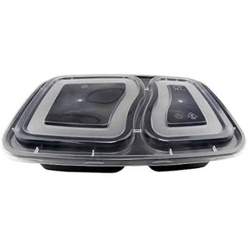 MYNC- 10Pcs Microwave Stackable 2 Dual Compartments Plastic Food Sushi Chinese Western Foods Reheat Cold Hot Container Cover Lunch Box Cover