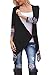 Relipop Women Winter Long Sleeve Irregular Printing Stitching Cardigan Jacket (X-Large, Black)