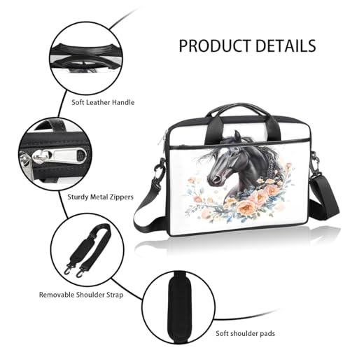 Maletín para laptop con diseño caballo negro 15 pulgadas miniatura 4