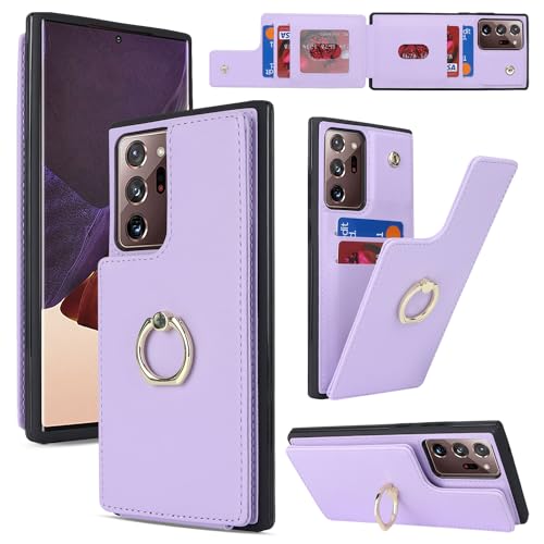 Image of for Samsung Galaxy Note 20 Ultra 5G Case with Card Holder,Galaxy Note 20 Ultra 5G Case Wallet for Women,Credit Card Holder,Ring Stand,Phone Wallet Cases 6.9 inch(Purple)