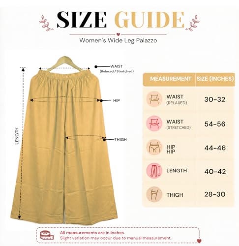 Image of Plaazo Women's Cotton Palazzo | Wide Leg Palazzo for Women | Soft Breathable High Waist Bottom Wear | Comfortable Casual, Office, Travel for Women