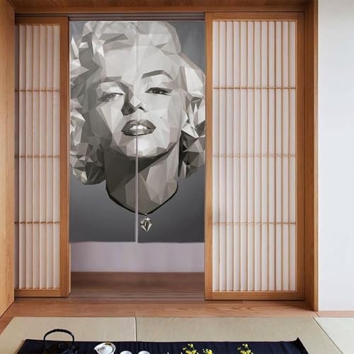 のれん 間仕切り マリリンモンロー ドアカーテン 目隠し 開運のれん 遮光のれん 暖簾 玄関 おしゃれ 飾り 階段カーテン 出入り口 断熱防寒 リビング 洗面所 台所 風呂 和室 居酒屋 飲食店 パーテーション 部屋飾り 四季兼用 86x143cm