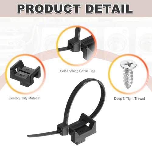 Pince de support pour rangement de fils de bureau et fixation de câble noire