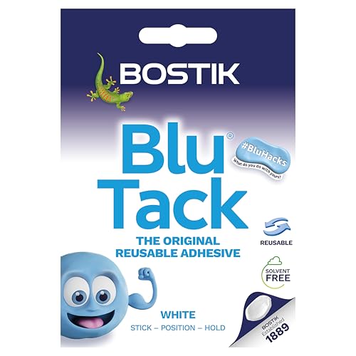 Bostik Blu Tack White - Handy Size - Multipurpose Reusable Adhesive - Clean, Safe & Easy to Use - Non-Toxic