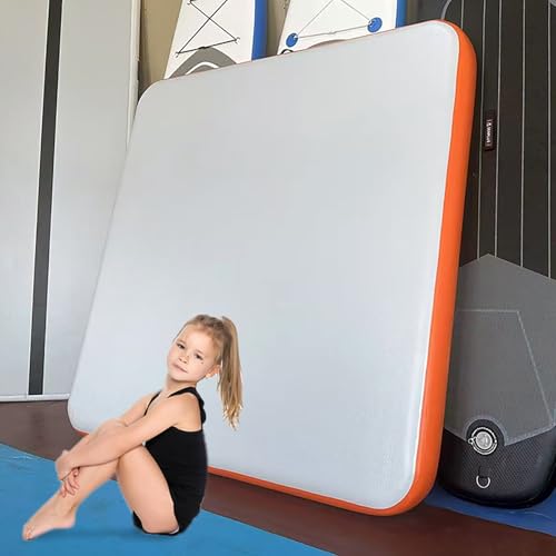 Tapis de gymnastique gonflable à poignée bleu pour gym à la maison