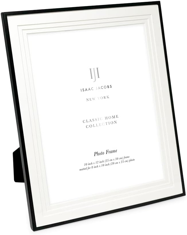 Isaac Jacobs 10x12 (Matted 8x10) Silver Metal Picture Frame, Triple Matted Classic Metal Photo Frame Made For Tabletop & Hanging Display, Photo Gallery and Wall Art (10x12 (Matted 8x10), Silver)