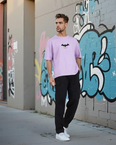 Image of Men's Oversized Batman T-Shirt - Cotton Half Sleeve Graphic Tee | Superhero Printed Casual T-Shirt for Men