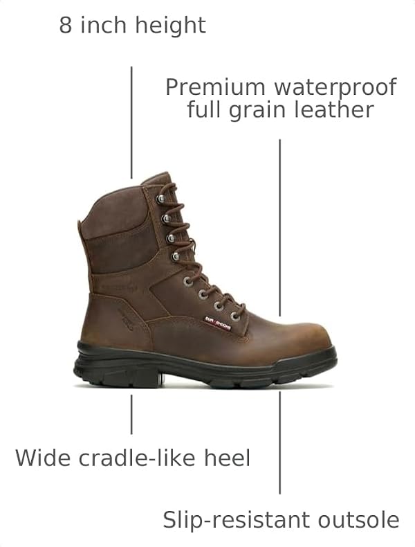 Wolverine Men's Durashocks Sr Icon Waterproof 8" Construction Boot, Dark Brown, 10.5 X-Wide by Wolverine - Used condition - Image 3