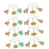FIXOSHEE 24 piezas Llavero Mexicano Fiesta con Diseños Accesorios Decorativos para Bolsas y Organización Favores para Celebraciones Temáticas y Fiestas de Cumpleaños