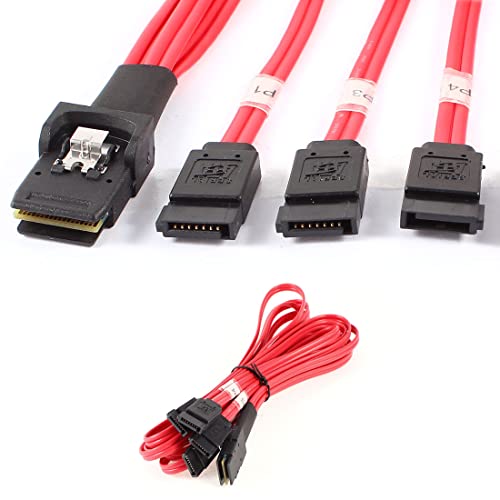 Cable Mini SAS 36P SFF-8087 a 4 SATA 7P rojo 1m