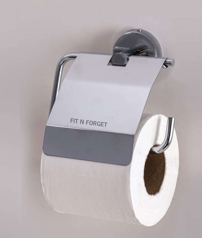 FIT N FORGET Premium 304 Grade Stainless Steel Toilet Paper Holder Tissue Roll Toilet Paper Roll Holder for Bathroom Wall-Mounted Bathroom Accessories(Chrome Finish)