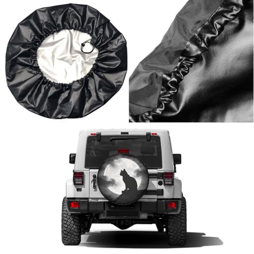 Image of Delerain Black Cat Spare Tire Covers for RV Trailer SUV Truck and Many Vehicle, Wheel Covers Sun Protector Waterproof, (14 Inch for Diameter 23 inch-27 inch)