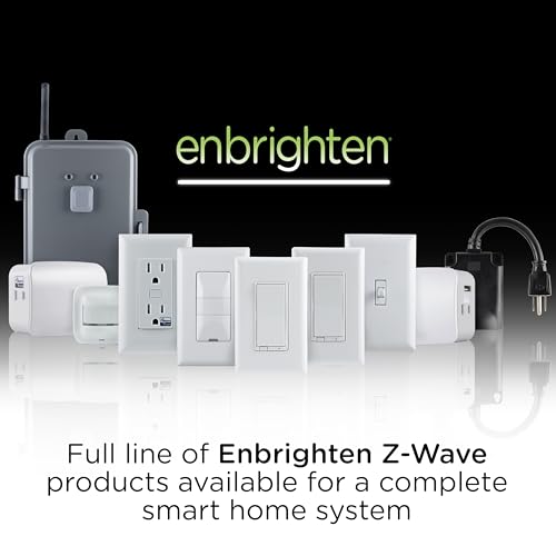 Image of Enbrighten Z-Wave Fan Control Switch, Paddle, White & Light Almond, 1 Pack | Line /Load Swapping, Adjust Fan Speed, Interchangeable Paddles, Hub Required, Works with Alexa & Google Home