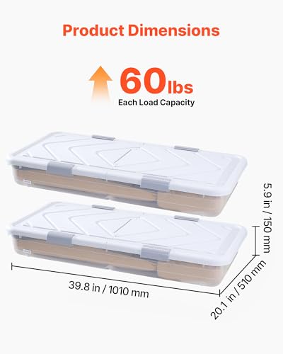 VEVOR-Under-Bed-Storage-with-Wheels-398-x-201-x-59-inch-Underbed-Containers-Underbed-Shoes-Organizer-with-Lid-Gray-Latch-Rolling-Under-the-Bed-Storage-Bins-for-Clothes-Shoes-Blankets-2-Pack
