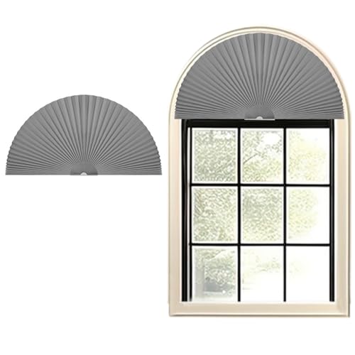 Bogenfenster-Schatten-Halbkreis-Plissee-Stick-On-Tool Lichtfilternde halbrunde Stoffschirme Leicht zu schneiden und zu installieren Bogenfensterverkleidungen für Halbmond-Bogenfenster, 1 Paneel