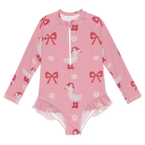 Image of Girls One Piece Swimsuits Long Sleeve Swimsuit Zipper Bathing Suits Swimwear