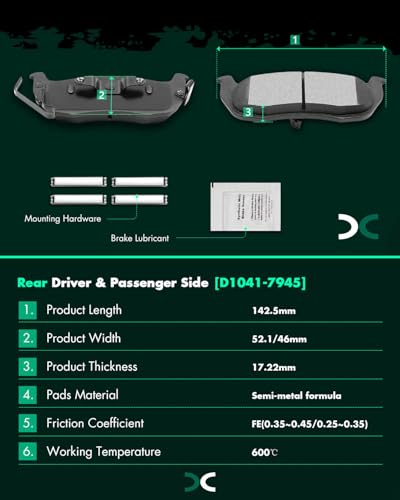 Image of SCITOO Rear 12.58 inch Brake Pads and Rotors Kits:31329;D1041-7945