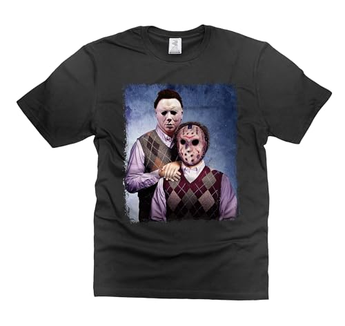 Jason and Michael Halloween Step Brothers Movie T-Shirt Michael Myers Halloween T-Shirt (Medium Black)