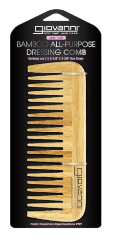 GIOVANNI Bamboo All-Purpose Dressing Bamboo Comb, Wooden Wide Tooth