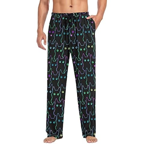 Aslsiy Men's Pajama Bottoms Cute Cat Halloween Soft Mens Pajama Pants PJ Lounge Pants M Cover
