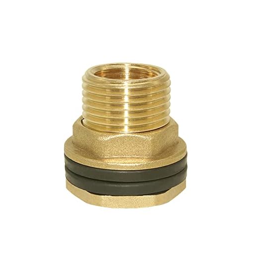 Hooshing Brass Bulkhead Fitting 1/2" Female 3/4" Male Water Tank Connector Threaded with Rubber Ring