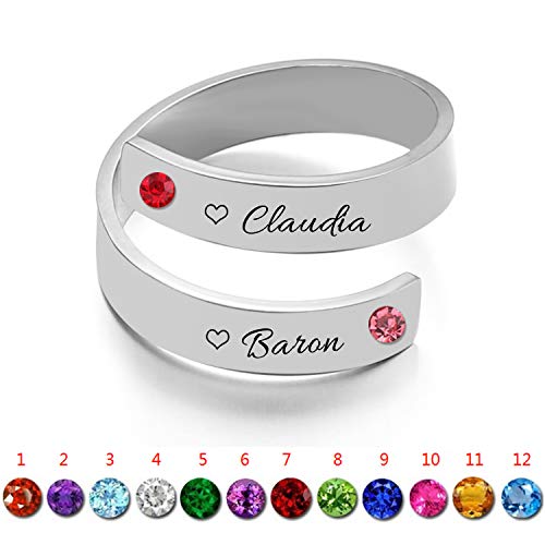 RWQIAN Anelli Donna Personalizzato 2 Nomi Twist