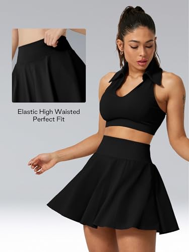 Black Tennis Skirt Skorts for Women with Pockets Athletic Girls Mini Golf Skirts for Women with Shorts for Running3