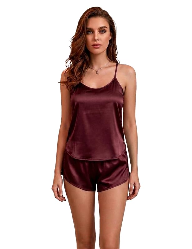 Women Satin Shorts Set Black Luxury Satin Sleepwear with Summer Comfort Wear for Girls & Women-image-39