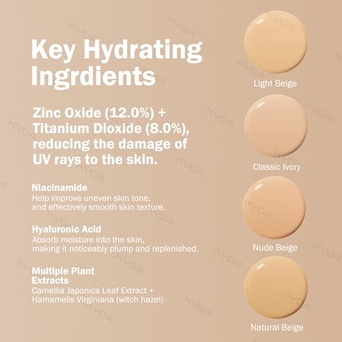 KYDA Skin Tint with SPF 40, Tinted Mineral Sunscreen Serum with Zinc Oxide,Tinted SPF Serum Foundation,Long Lasting Buildable Coverage like Foundation-1 Fl Oz, Natural Beige
