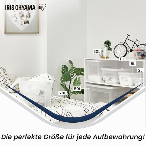 Iris Ohyama, Mehrzweck-Aufbewahrungsbox, 50L, 3er-Set, einfaches Verschließen, stapelbar, aus transparentem Kunststoff, für Kleidung… – Ansicht 6