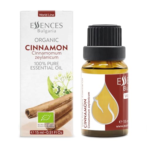 Essences Bulgaria Aceite Esencial Orgánico de Canela de Ceilán 15ml | Cinnamomum zeylanicum | 100% Puro y Natural | Sin diluir | Grado Terapéutico | Aromaterapia | Cosméticos | Libre de crueldad