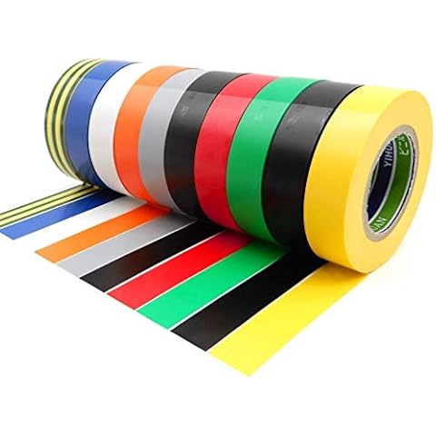 Maveek 10 Pack Colored Electrical Tapes 0.67Inch 65.6Ft PVC Waterproof for Outdoor Pipes Winter Snow Tool, Flame Retardant Strong Rubber Based Adhesive Gaffer Tape Rolls Assortment Bulk 9 Color Cover