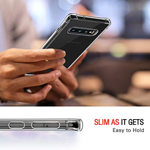 Image of Lustree Back Cover Transparent Case Compatible with Samsung Galaxy S10 | Clear + TPU Case with 4 Corner Air Cushion Protection & Camera Protection | Slim& Stylus Cover