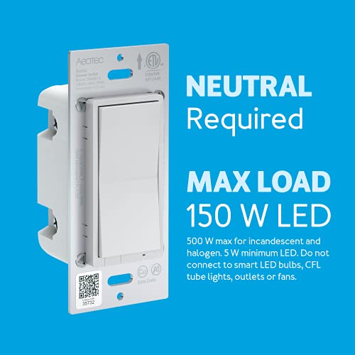 Zwave Light Dimmer Switch: Aeotec Wall Dimmer Switch, 3 Way, Repeater, On Off Dim, Smartthings Switch, Z-Wave Plus, Gen7, Illumino, Zwave Hub Required #TOP5