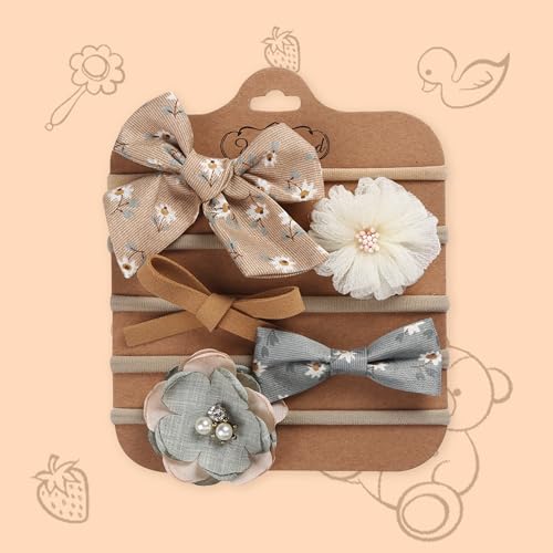 Image of POLKA TOTS Baby Hairbands for Kids Girl | Cute Stretchable Hair Bands for Baby Girls | Kids Hair Accessories | Elastic Infant Hairband | Toddler Hair Clips (Pack of 5)
