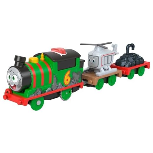 Thomas & Friends Motorized Toy Train Talking Percy Engine with Phrases & Sounds Plus Harold the Helicopter for Ages 3+ Years