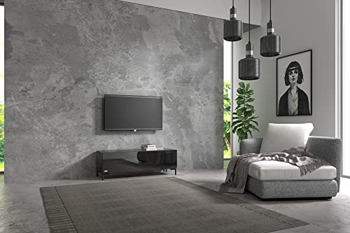 Wuun® TV-Board Lowboard Wohnwand TV-Bank Somero / 120cm / Schwarz-Matt &...