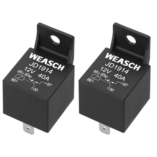 Weasch 2 Pack JD1914 Car Relay 12V 40A 5 Pin SPDT Automotive Switches and Starters Waterproof Relay for Boat Tractor Truck Motorcycle (2)