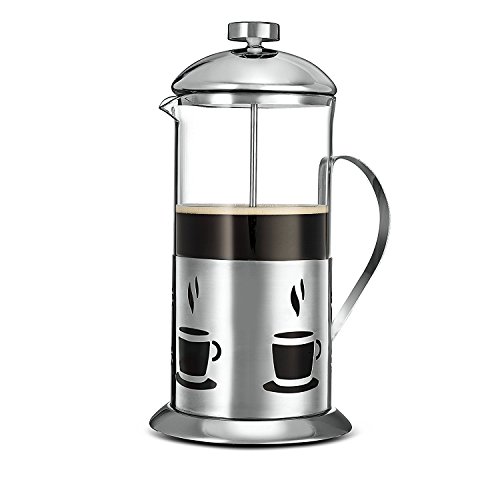 Stainless steel French Press Double Screen Better Filtering No Coffee Grounds Top Quality Construction Durable Long-Lasting By Kitchsmart (34 Oz, Coffee Mug)
