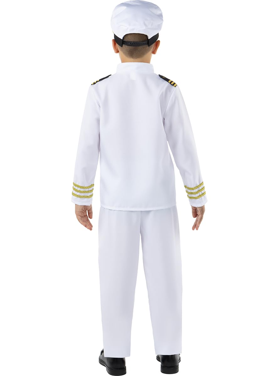 Funidelia | Kapitän Marinekostüm für Jungen Schiffskapitän, Seemann, Marine, Berufe - Kostüm für Kinder & Verkleidung für Partys, Karneval & Halloween - Weiß
