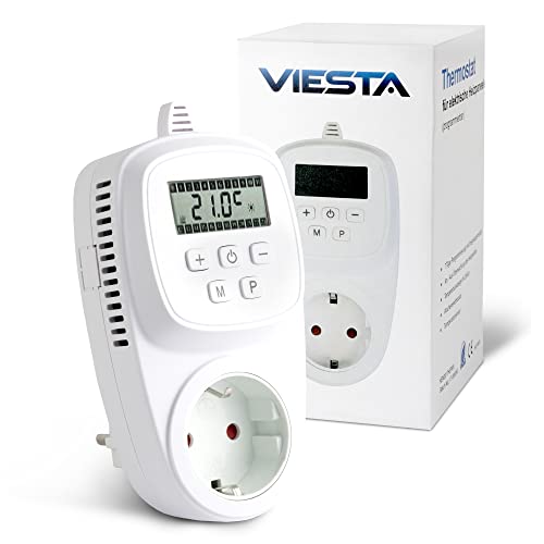 VIESTA® TH12 thermostat prise, programmable, 7 jours, 230 V / 16 A / 3600 W, 5–35°C, 0,5°C, écran LCD, EEPROM, protection antigel, pour chauffages...