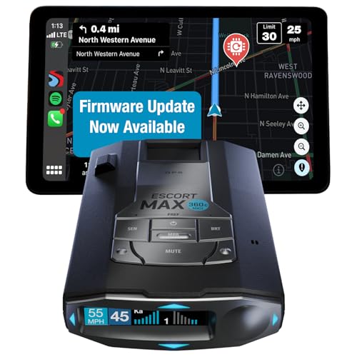 Image of Escort MAX 360c MKII Laser Radar Detector - Dual-Band Wi-Fi and Bluetooth Enabled, 360 Directional Arrows, Exceptional Range, Shared Alerts, Apple CarPlay and Android Auto Compatible, Black