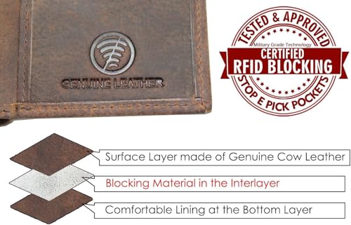 Chain Wallets for men Biker Chains Top-Grain Cow Leather Trifold Wallet With Chain RFID-Safe Snake Texture, Durable Wallet Leather Wallets Design In Usa (J111-WC, Vintage Brown)3