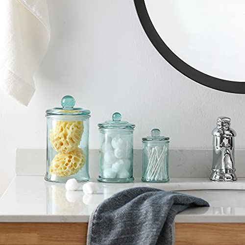 Motifeur Glass Apothecary Jar | Bathroom Storage Organizer Canister (Set Of 3, Blue) #TOP1