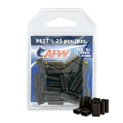 AFW Thin Wall Double Barrel Fishing Line Crimp Sleeves, #11T - 25 pcs