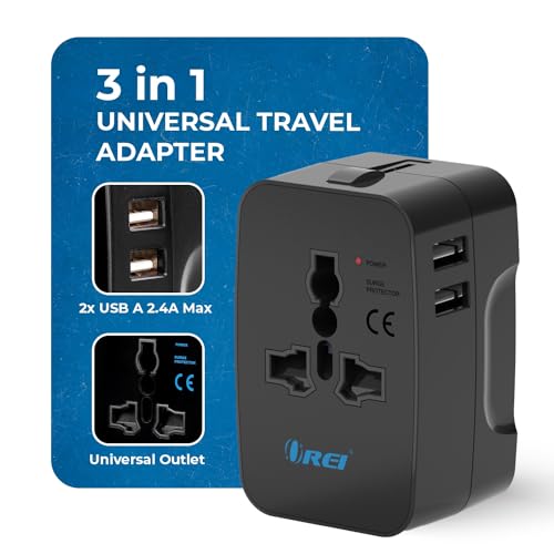 Orei Universal Charger Adapter - 3 in 1 Worldwide Travel Adapter with Dual USB - Universal Socket with 2X USB-A 2.4A - Universal Travel Adapter All in one for US, Europe & More - 10 Year Warranty 2 41llP4uWbML