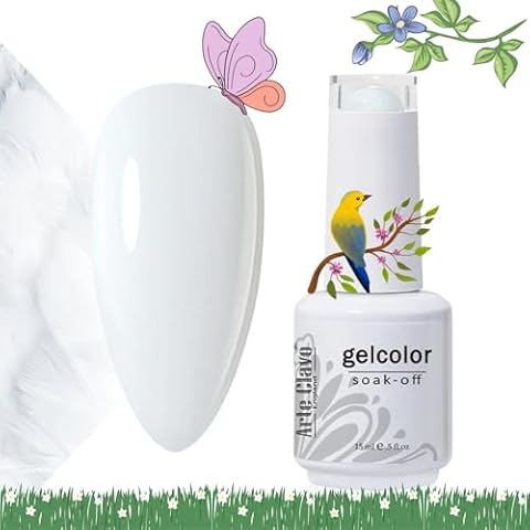 Arte Clavo Gel Nail Polish, 1 Pcs 15ml Milky Pure White Color Gel Polish Set Soak Off LED Long-Wear Mirror Shine Essential Nail Gel Salon Manicure Design DIY at Home, 0.5 Fluid Ounces 1323… Cover