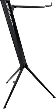 QUIK LOK STAY - INTRUDER-01-BLK Lightweight Aluminum 1-Tier Column Keyboard Stand - Slim Tripod Performance Frame with Adjustable Straight Arm Tier and Durable Carrying Bag, Black